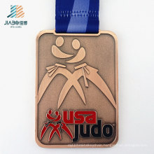 80*40mm Factory Direct China Bronze Custom Enamel Logo Metal Judo Medal for USA